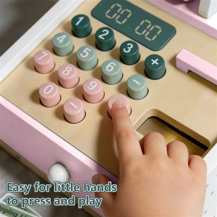 Montessori Wooden Cash Register Toy With Scanner suppliers