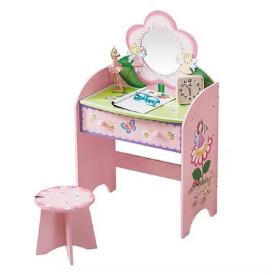 Girls' Drawer Dressing Table Heart Vanity Set With Stool
