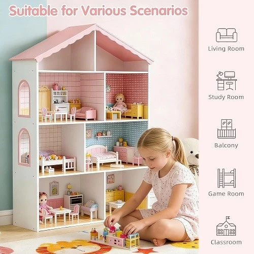 Wooden Dollhouse Bookshelf Wooden Dollhouse Bookshelf