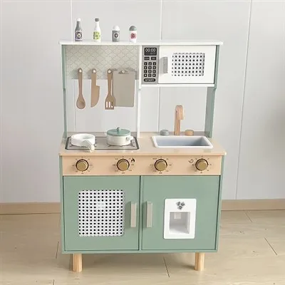 Green Wooden Kitchen Play Unit
