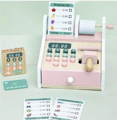 Montessori Wooden Cash Register Toy With Scanner