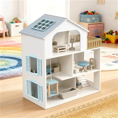 Wooden Dollhouse For Kids