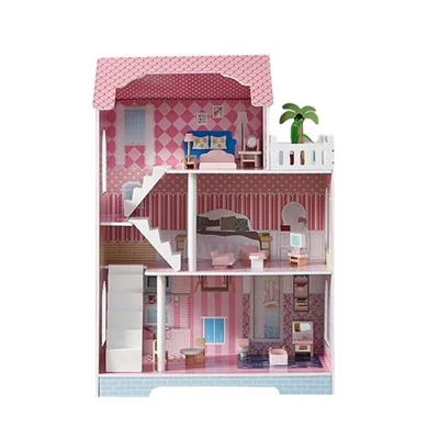 Wooden Dollhouse With Sticker Details
