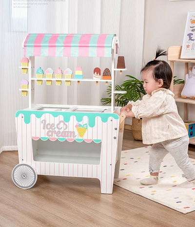 Wooden Ice Cream Cart Display Set high quality