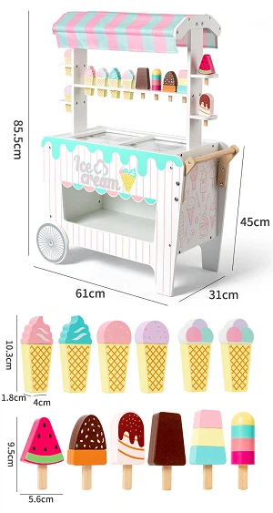 Wooden Ice Cream Cart Display Set suppliers