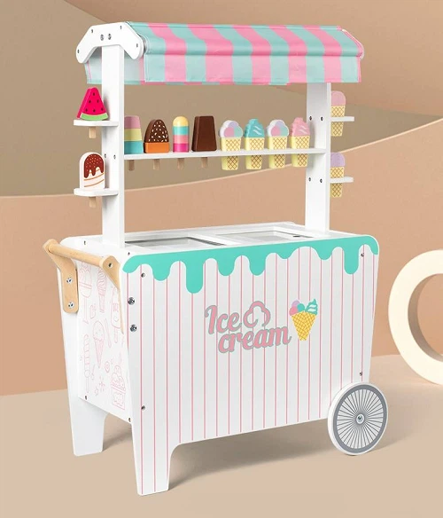 Wooden Ice Cream Cart Display Set factory